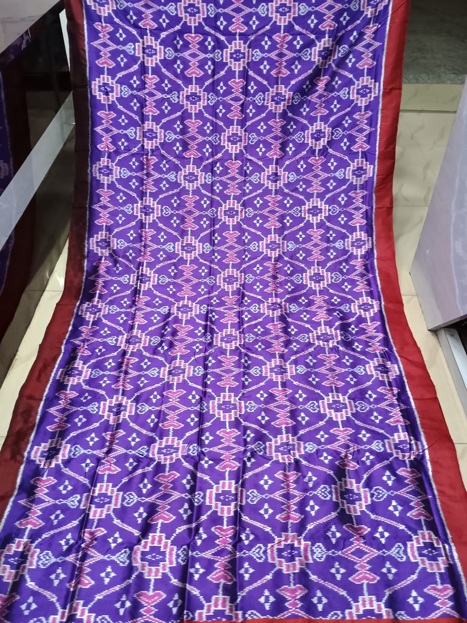 Purple Maroon Pasapali Design Mulberry Silk Saree