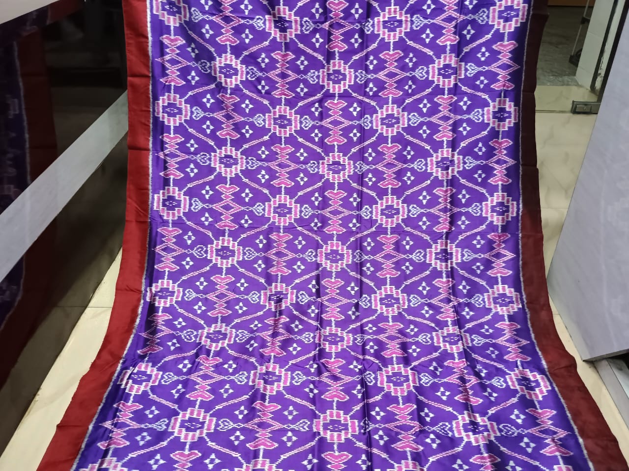 Purple Maroon Pasapali Design Mulberry Silk Saree