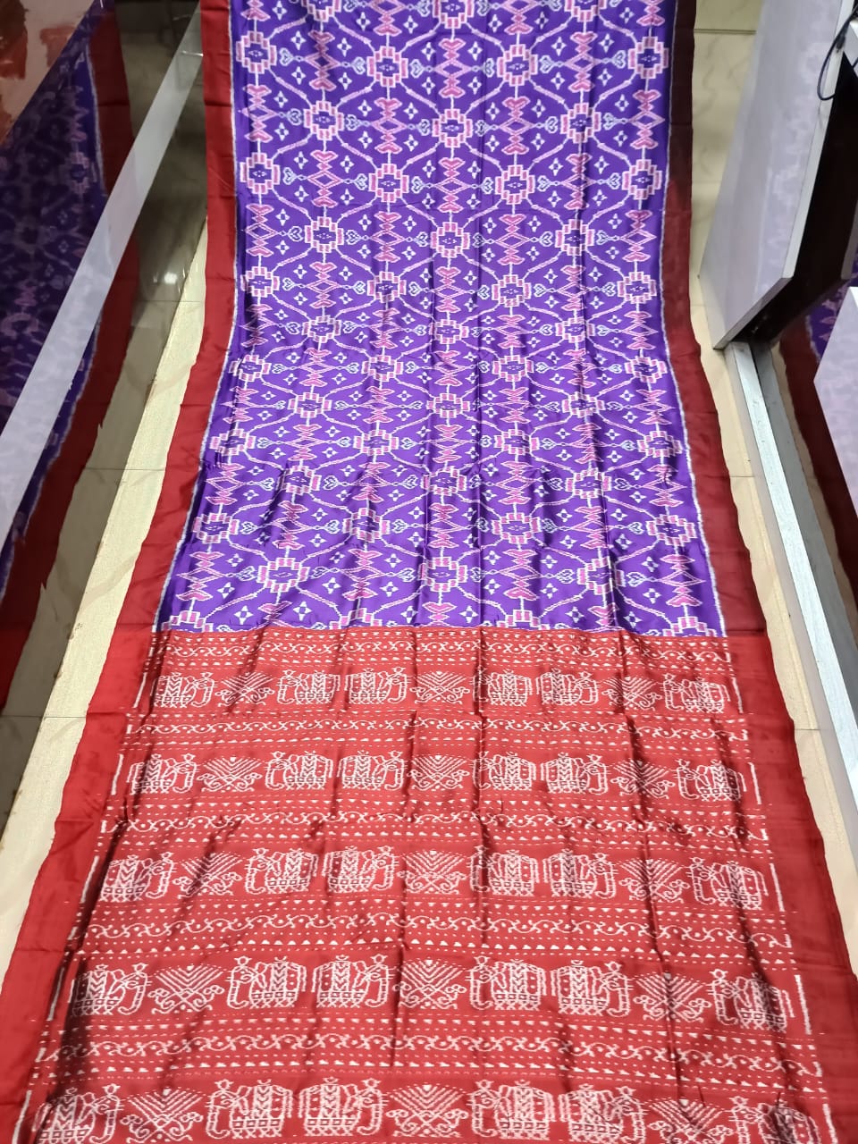 Purple Maroon Pasapali Design Mulberry Silk Saree