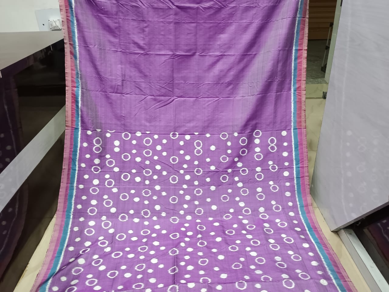 Purple Partly Design Mulberry Silk Saree