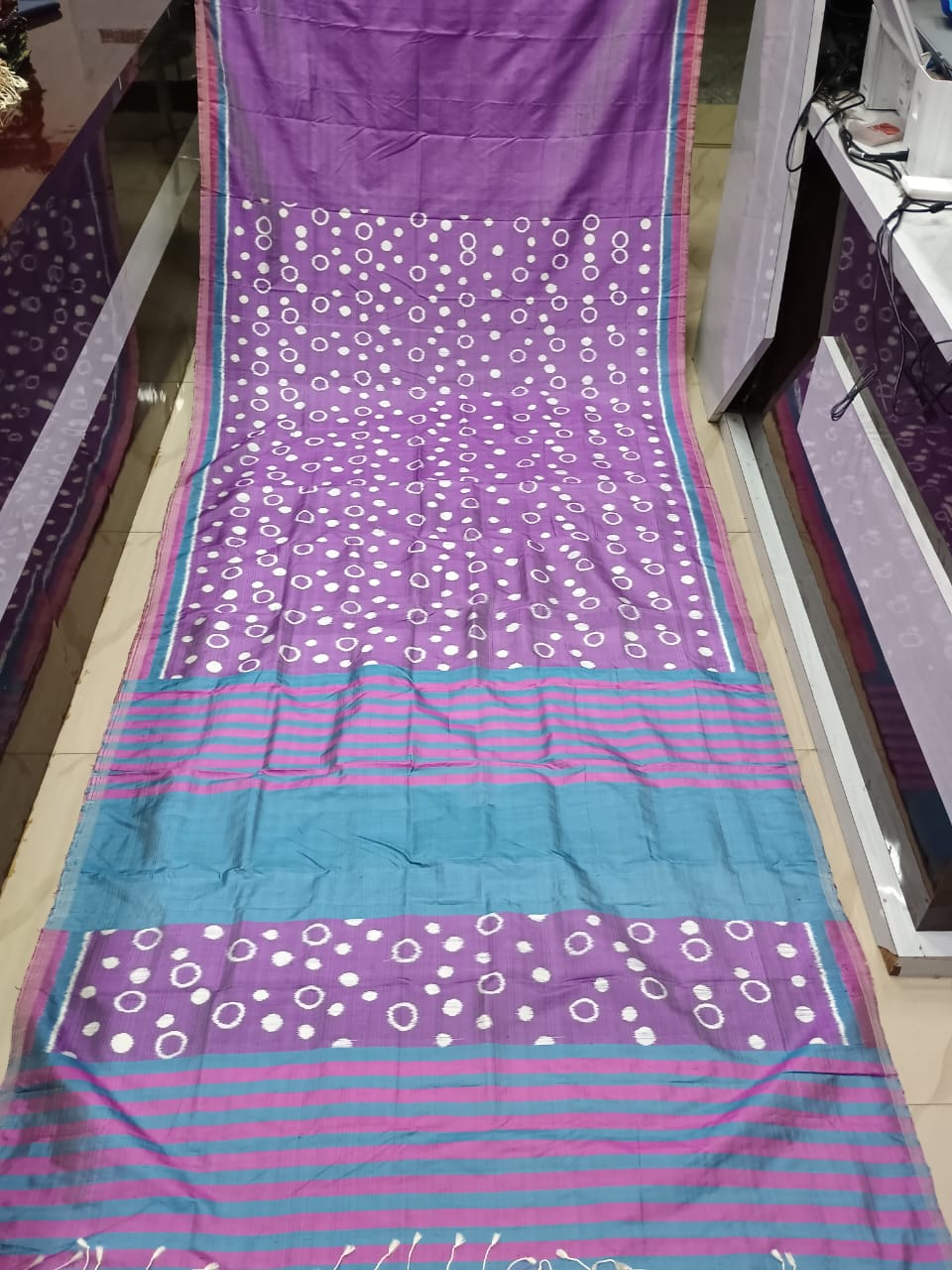 Purple Partly Design Mulberry Silk Saree