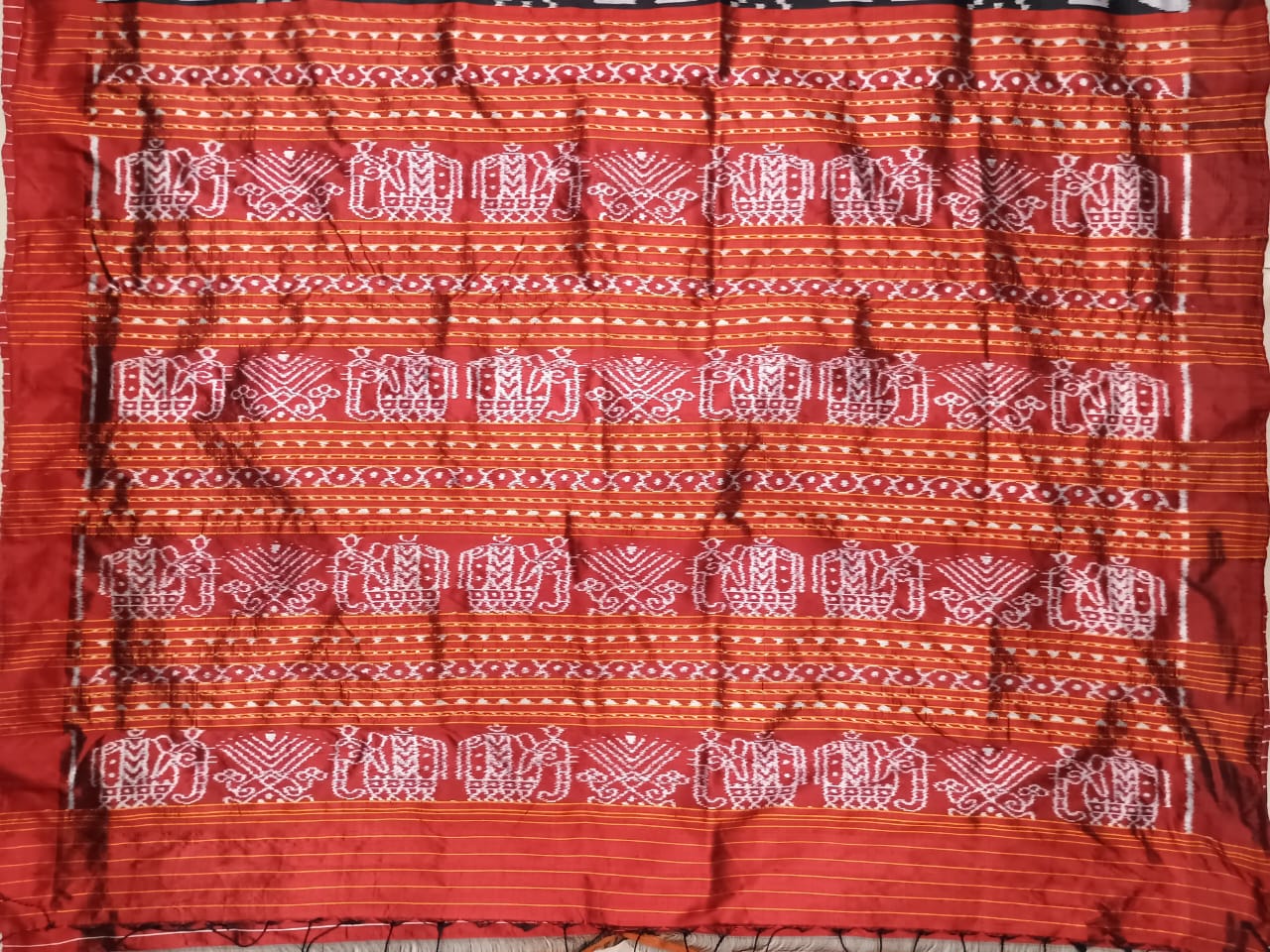 Black Maroon Telia Rumal Design Mulberry Silk Saree