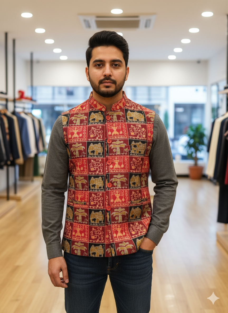 Red Black Animal Bandha Men’s Jacket