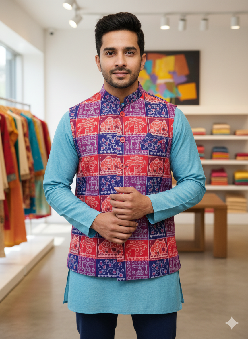 Blue Red Animal Bandha Men’s Jacket