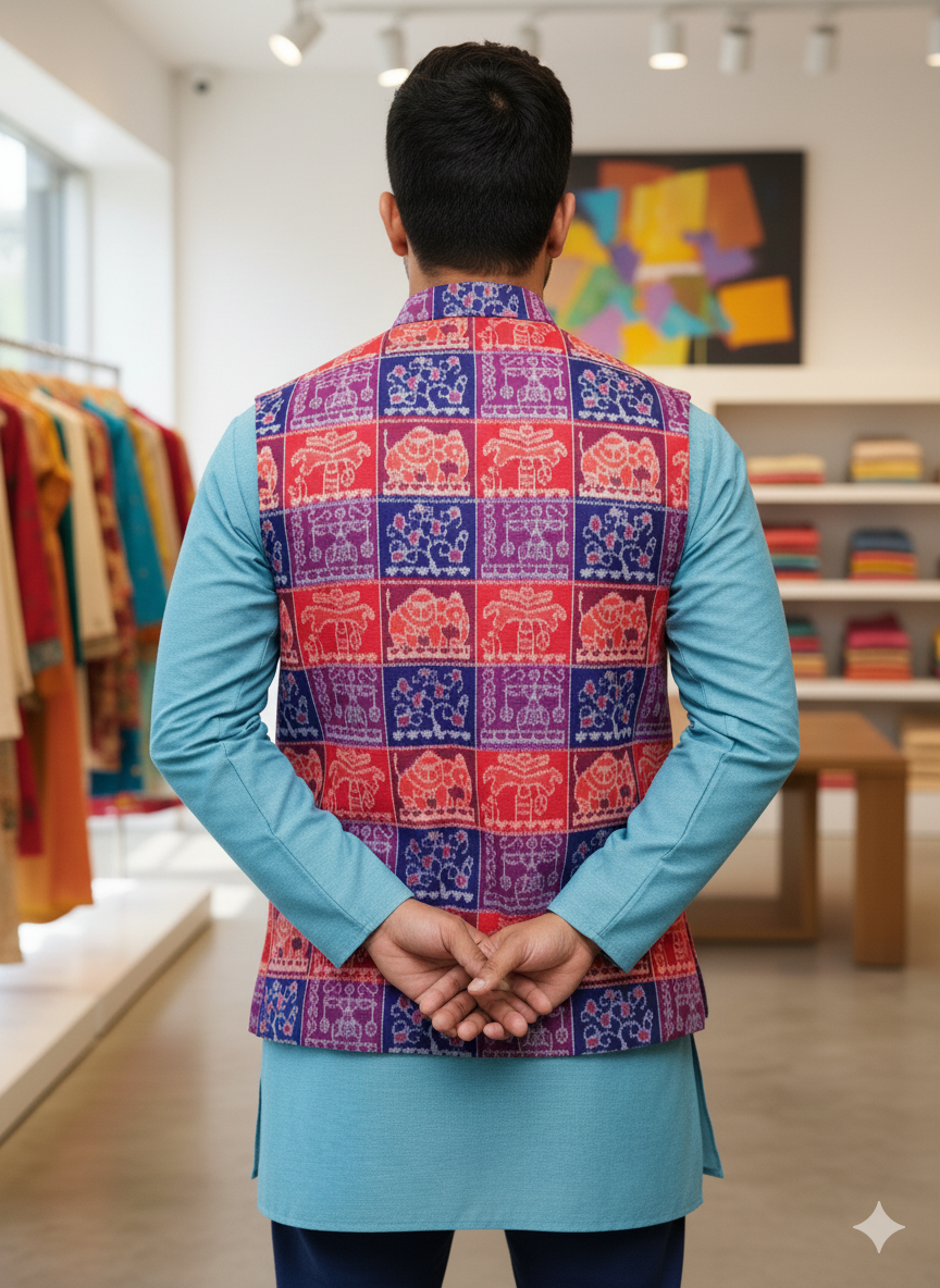Blue Red Animal Bandha Men’s Jacket