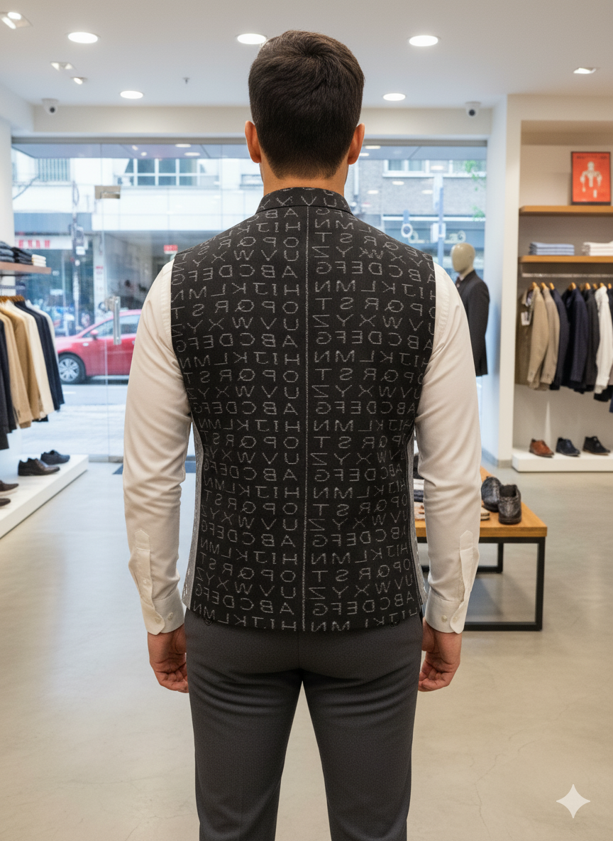Black Grey English Alphabet Men’s Jacket
