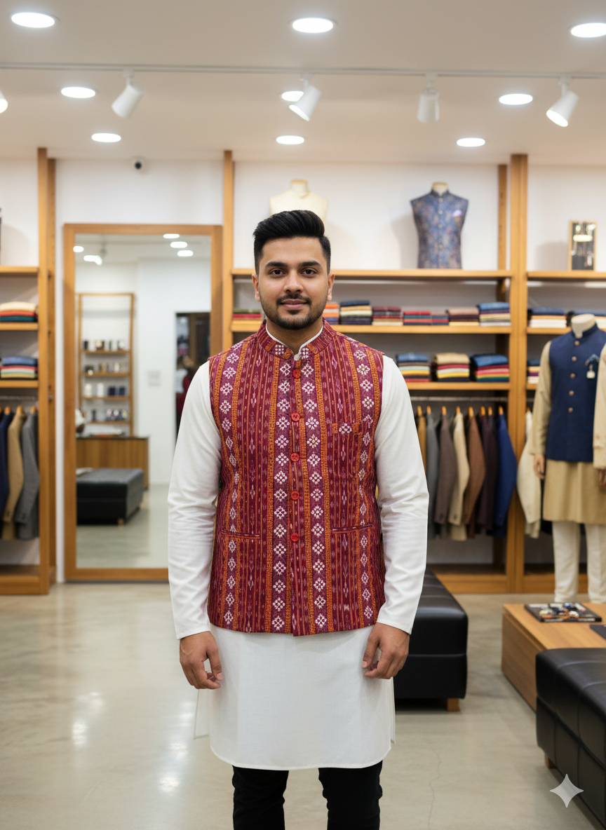 Maroon Dobby Pasapali Men’s Jacket