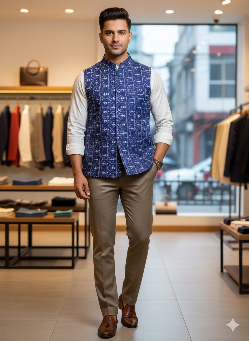 Blue Tribal Squares Men’s Jacket