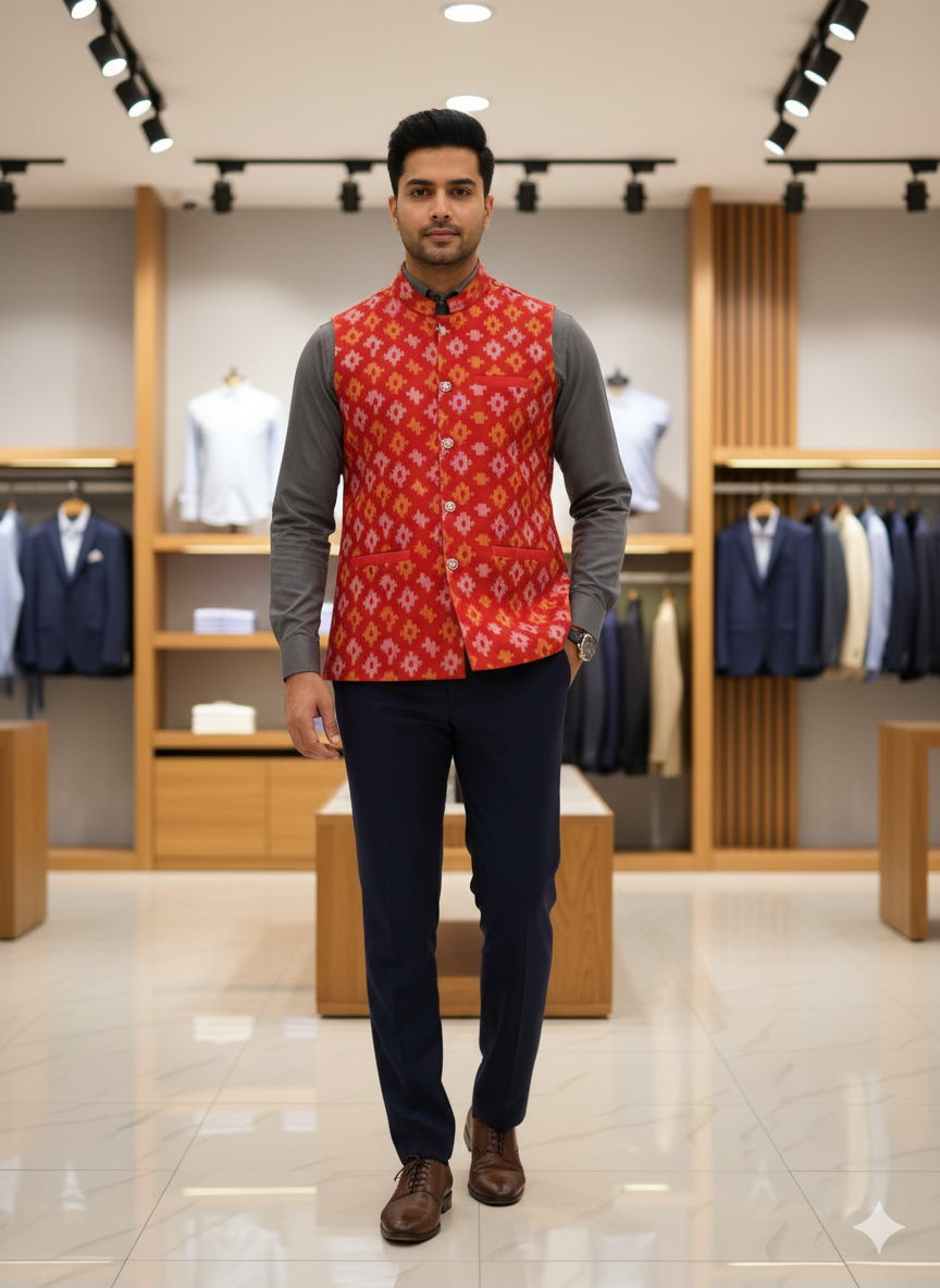 Red Pasapali Men’s Half Jacket