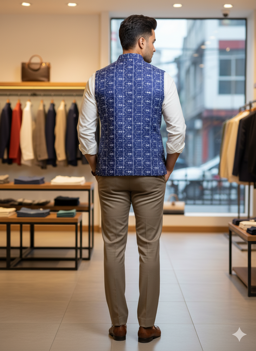 Blue Tribal Squares Men’s Jacket