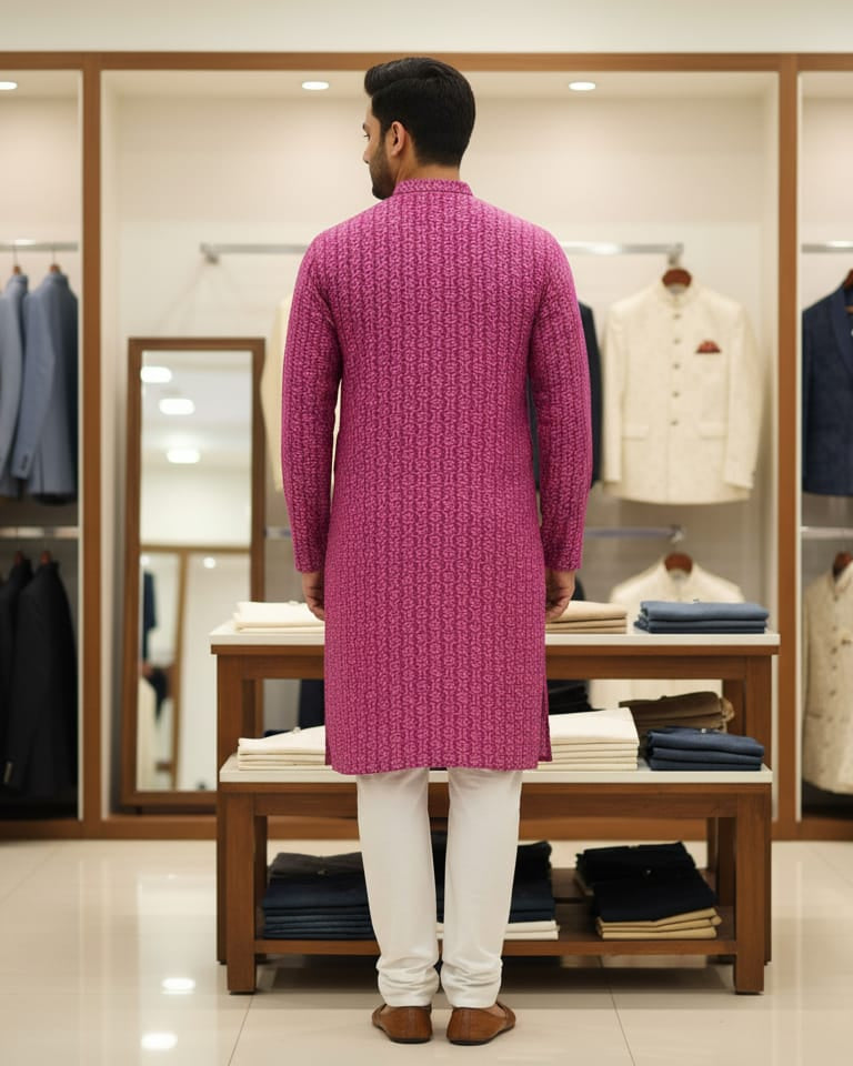 Purple Ikat Men's Pure Cotton Handloom Kurta Set – Odisha Weave