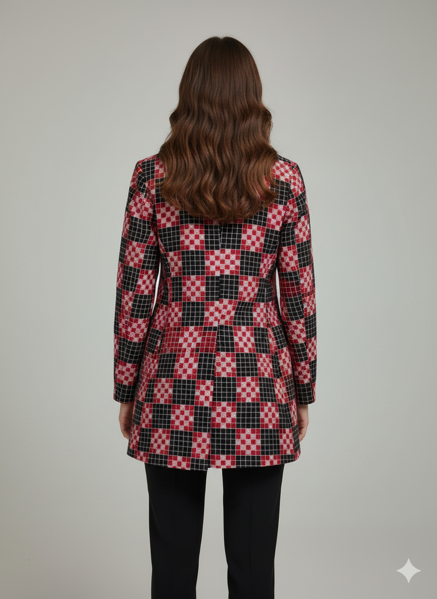 Black Checks Red Pasapali Women’s Blazer