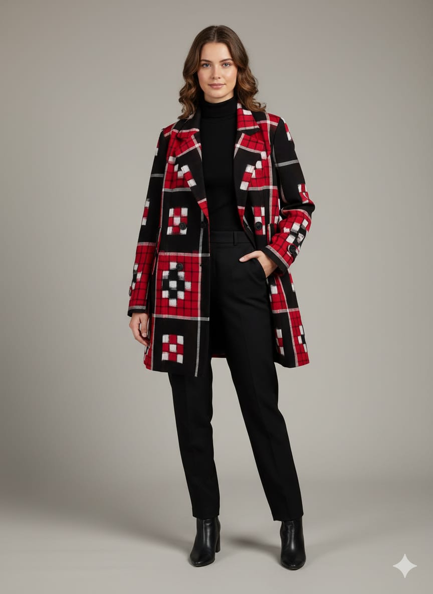 Red Black Kuthi Pasapali Women’s Blazer