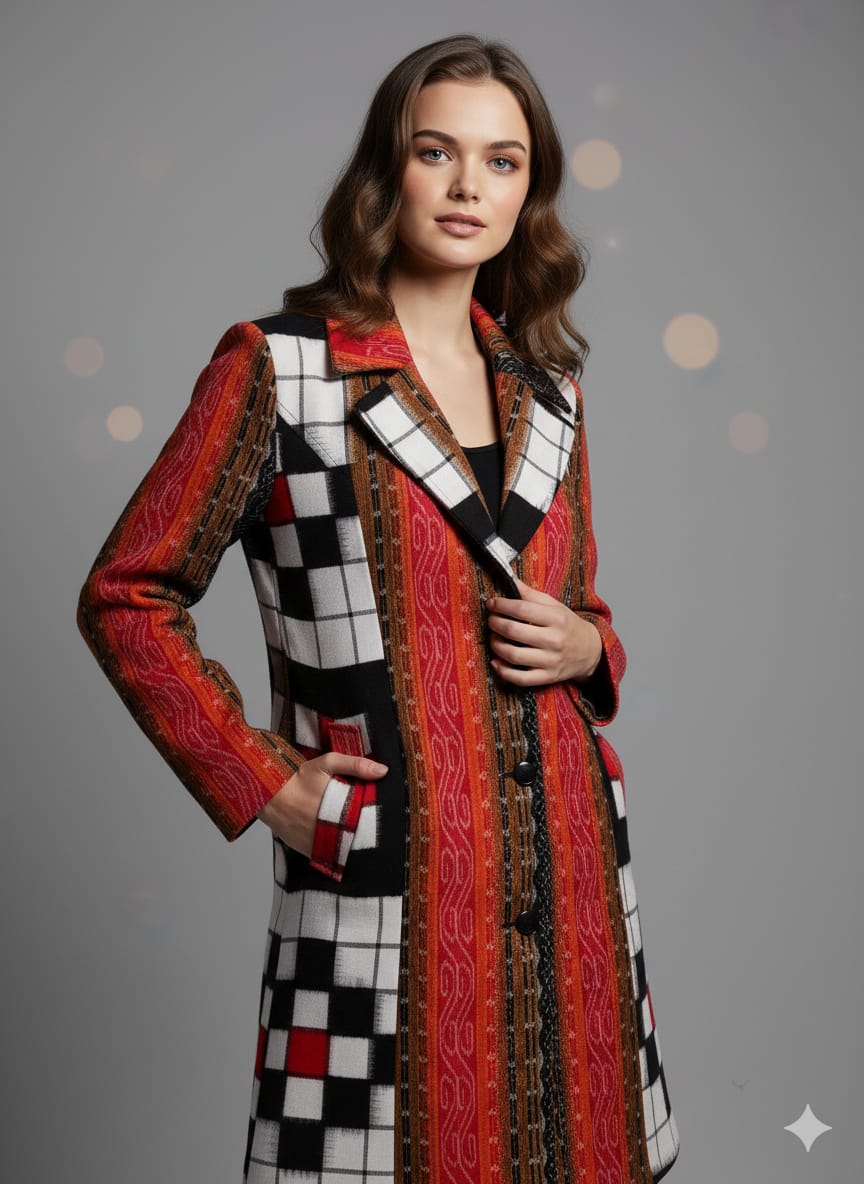 White Black BichitraPuri Pasapali Women’s Blazer