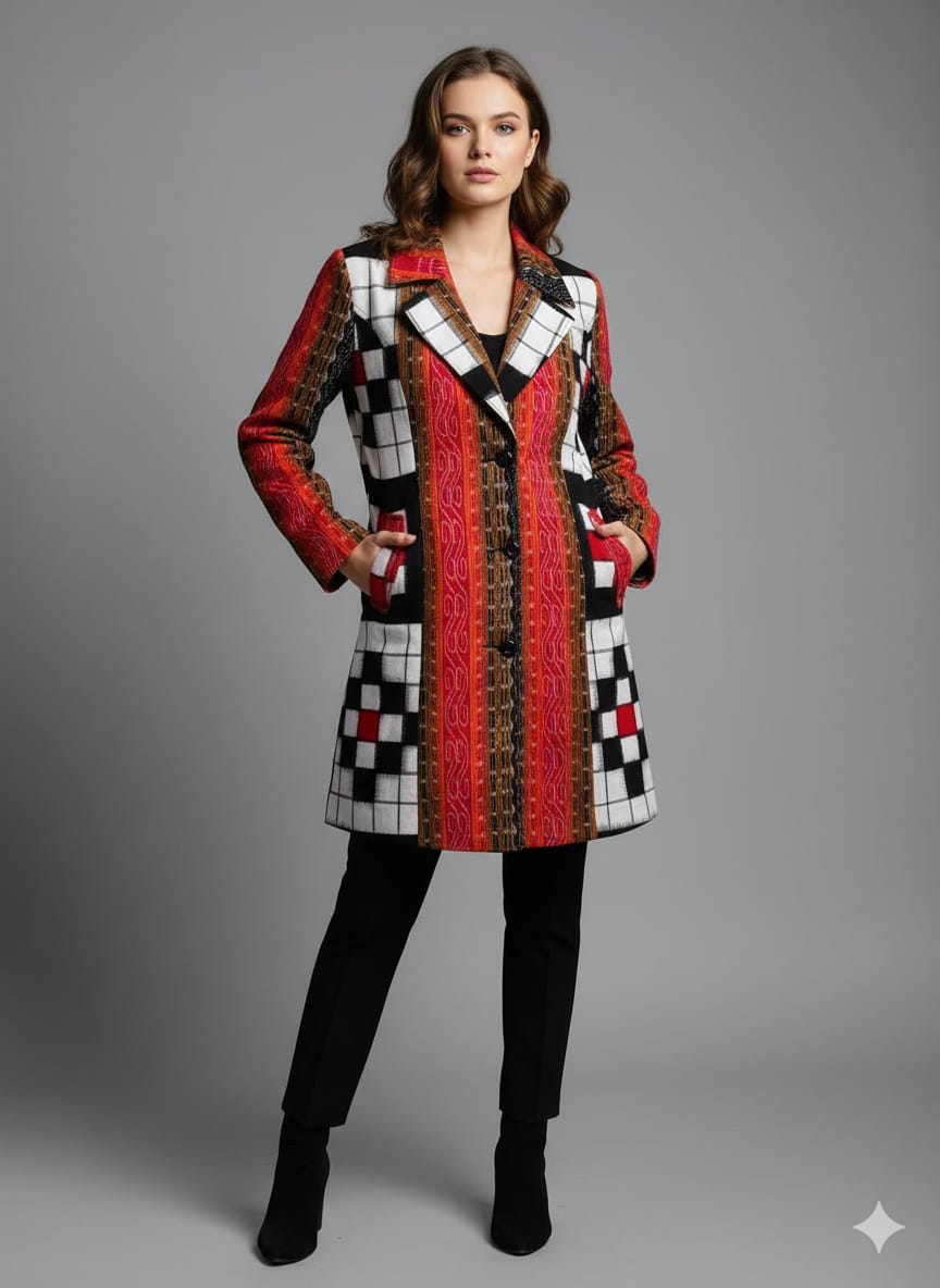 White Black BichitraPuri Pasapali Women’s Blazer