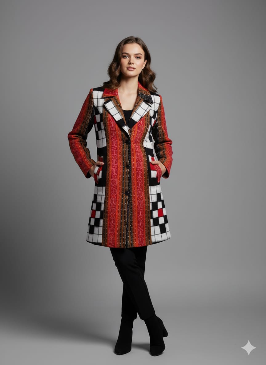 White Black BichitraPuri Pasapali Women’s Blazer