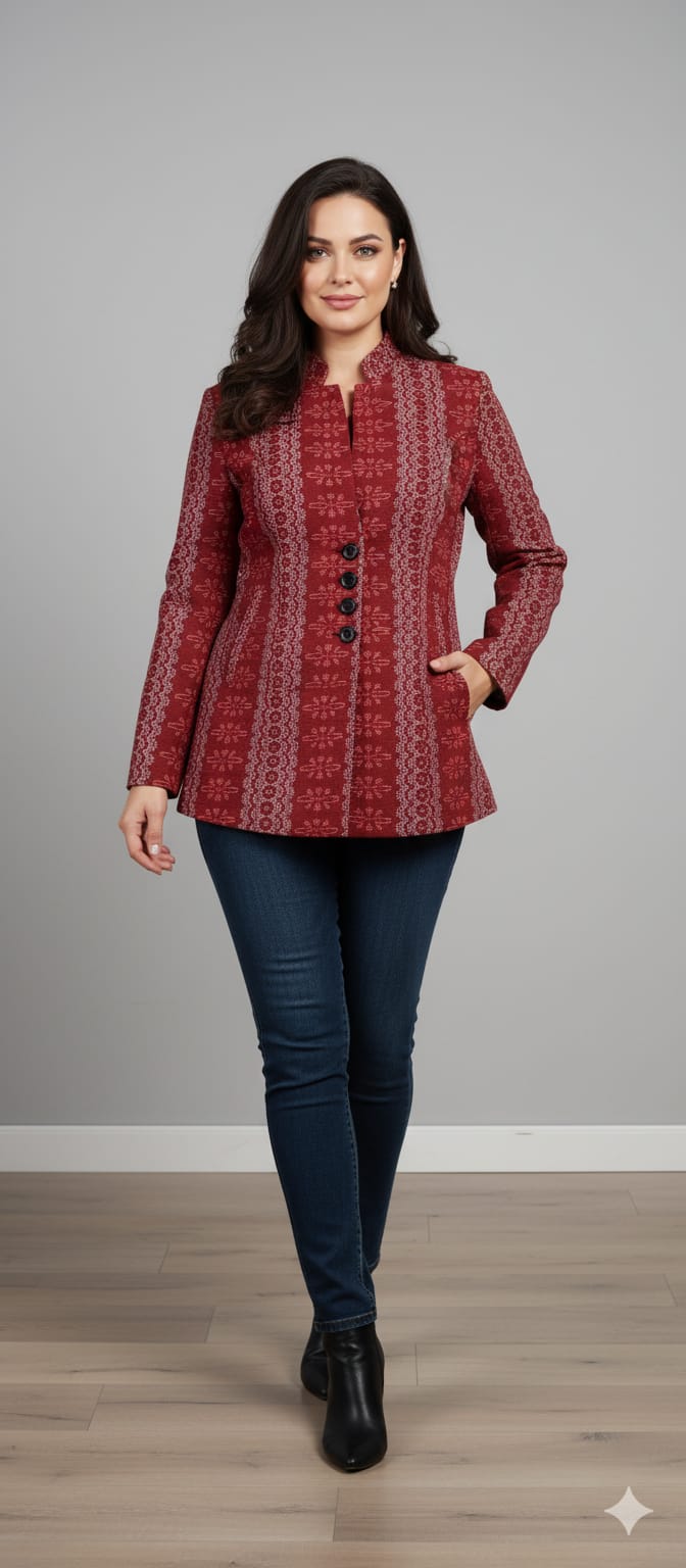 Maroon Flowers Bandha Women’s Blazer