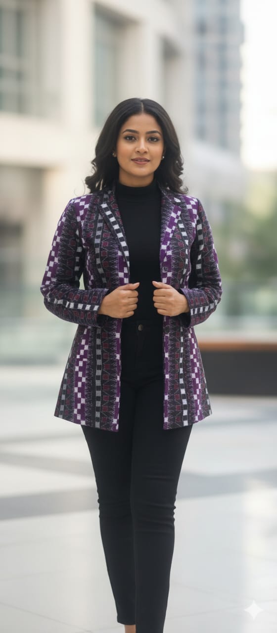 Purple Black Pasapali Bandha Women’s Blazer
