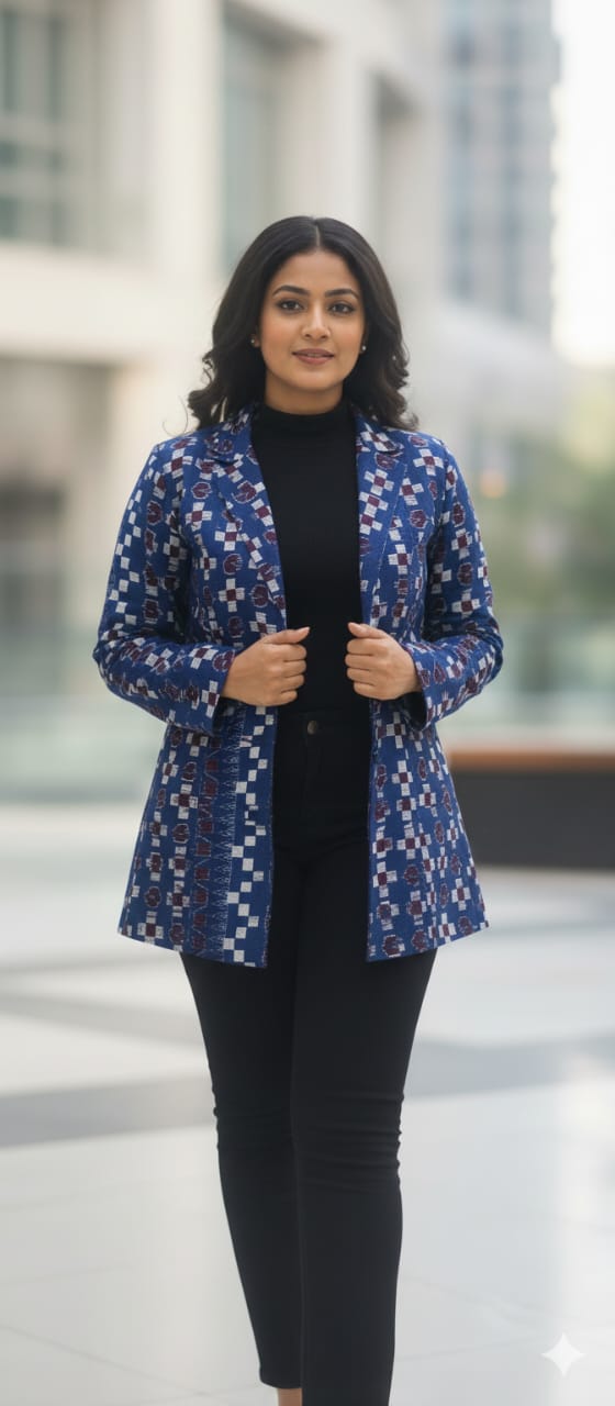 Blue Pasapali Flower Bandha Women’s Blazer