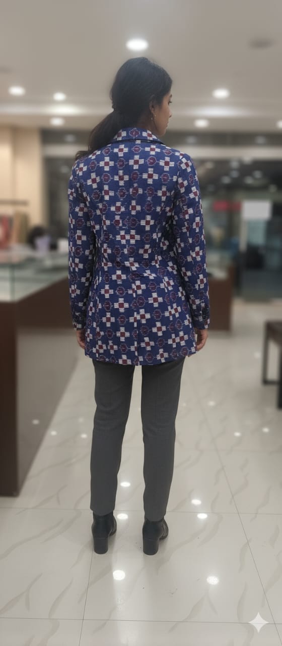 Blue Pasapali Flower Bandha Women’s Blazer