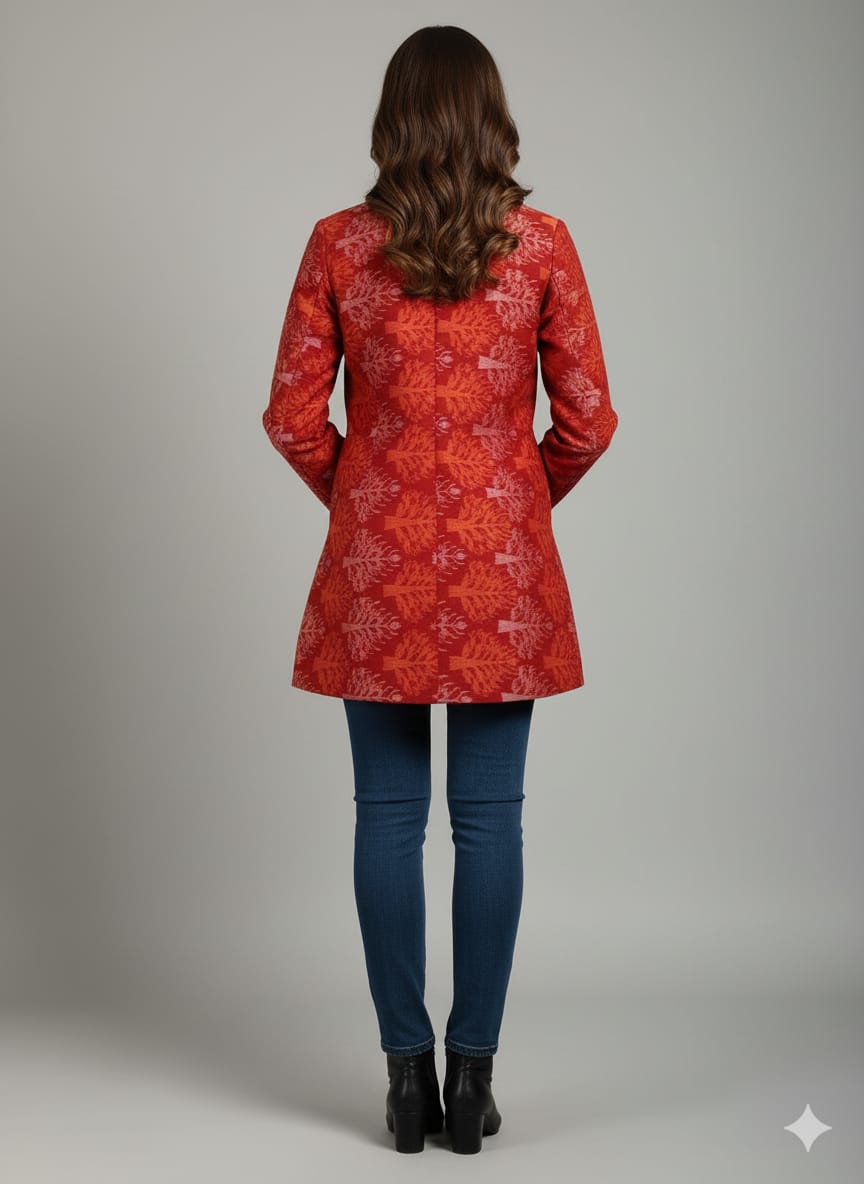 Red Trees Sambalpuri Bandha Women’s Blazer