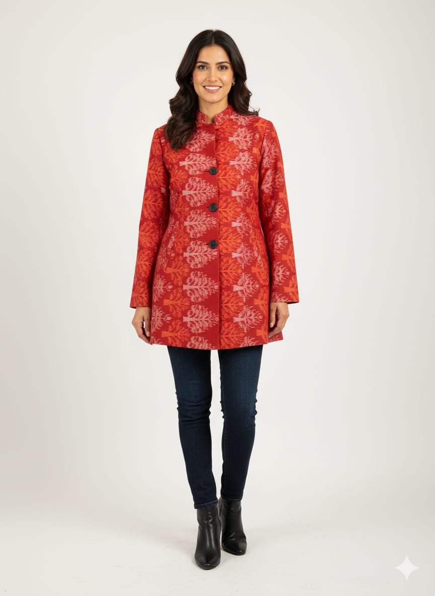 Red Trees Sambalpuri Bandha Women’s Blazer