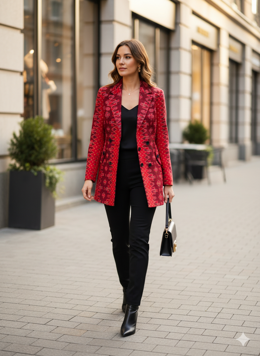 Maroon Red Pasapali Bandha Women’s Blazer