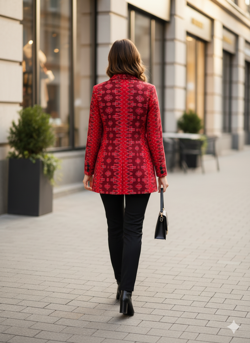 Maroon Red Pasapali Bandha Women’s Blazer