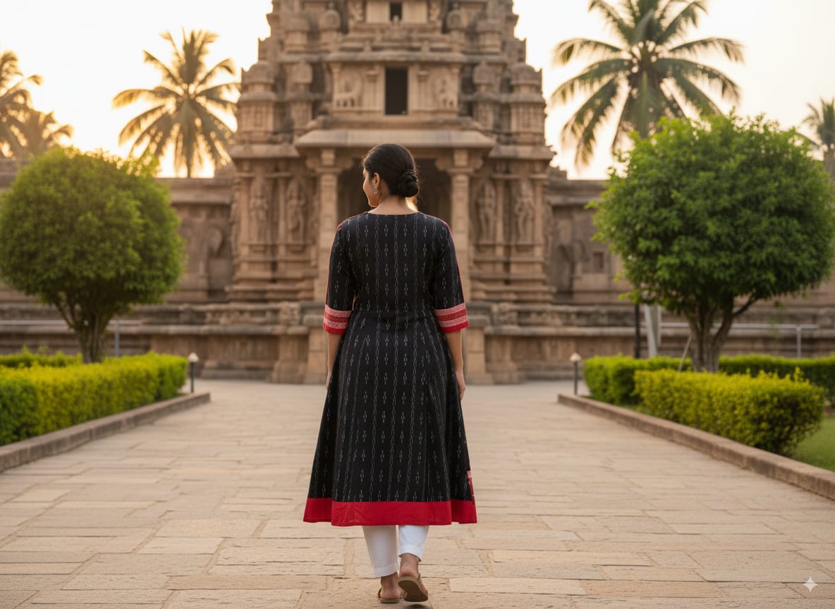 Black Red Pasapali Designer A-Line Anarkali