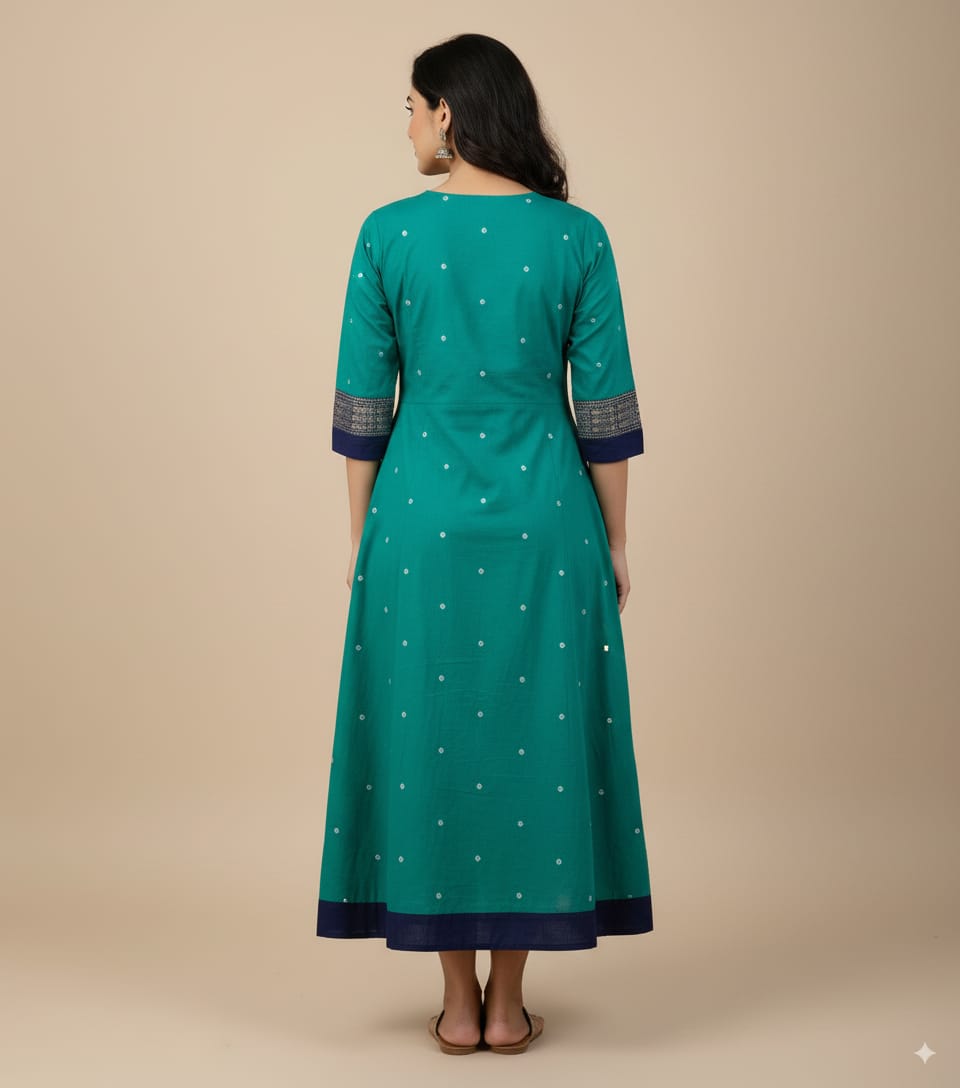 Sea Green Blue Pasapali Designer A-Line Anarkali