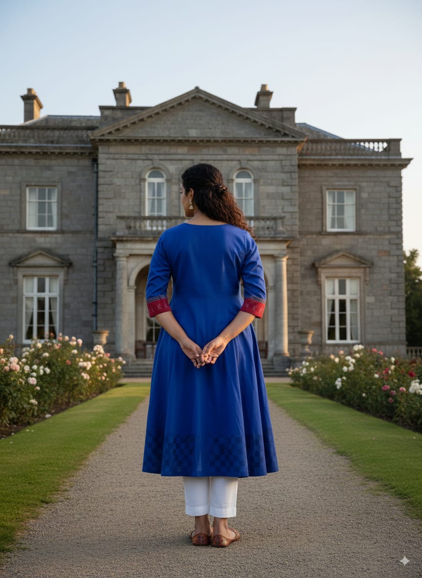 Blue Red Pasapali Designer A-Line Anarkali