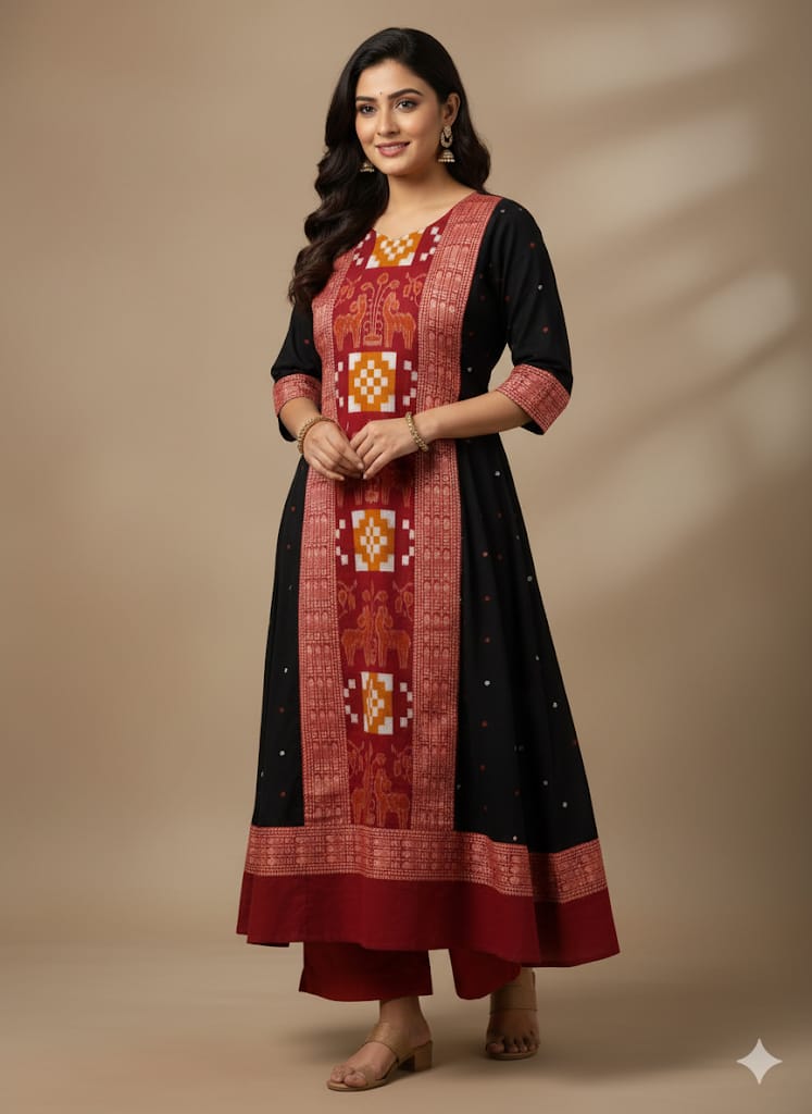 Black Pasapali And Animal Designer A-Line Anarkali