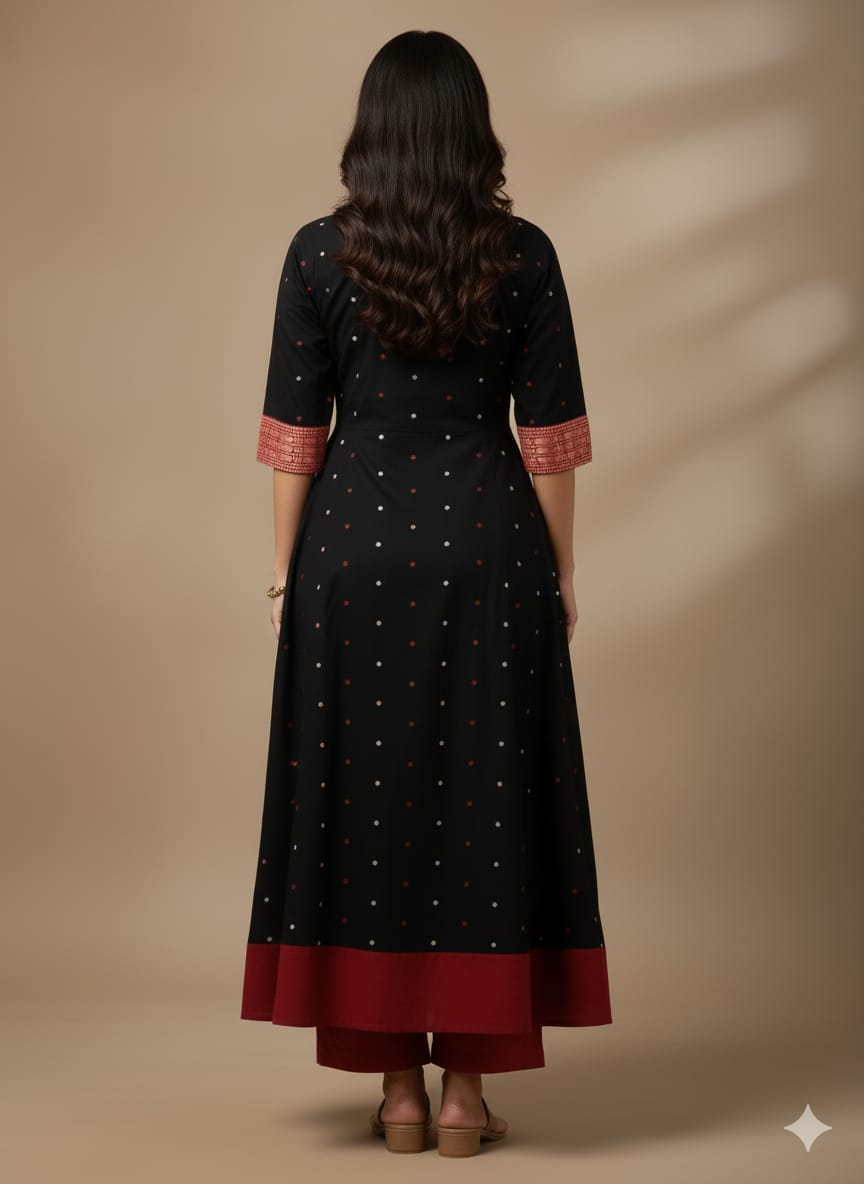 Black Pasapali And Animal Designer A-Line Anarkali