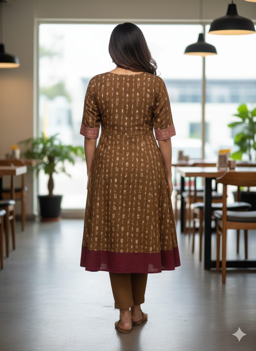Mustard Yellow Coffee Tribal And Pasapali Designer A-Line Anarkali