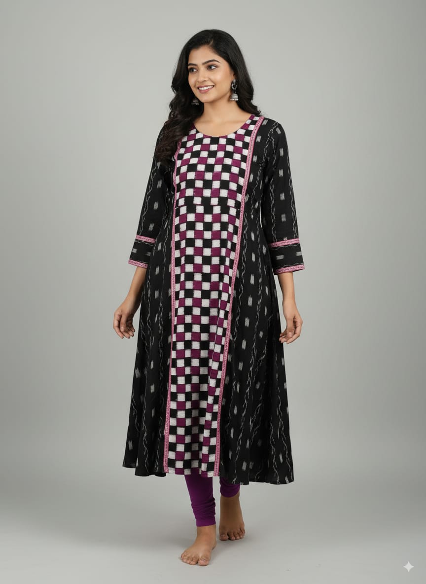 Black Purple Pasapali Designer A-Line Anarkali