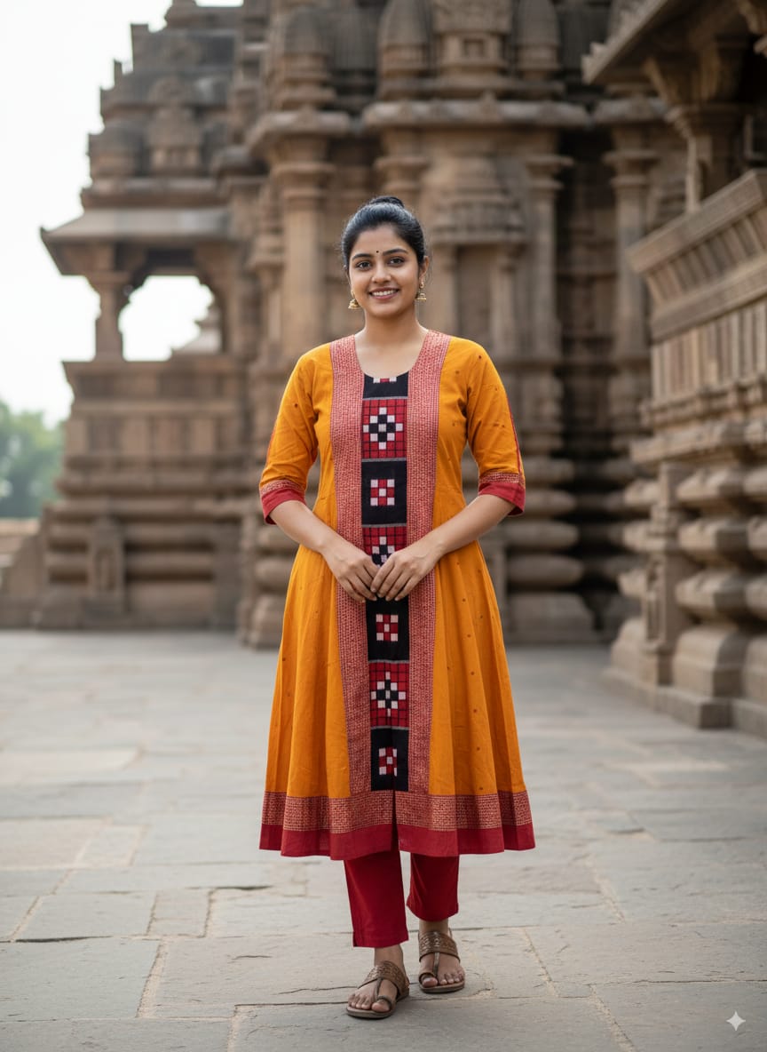 Yellow Maroon Pasapali Designer A-Line Anarkali