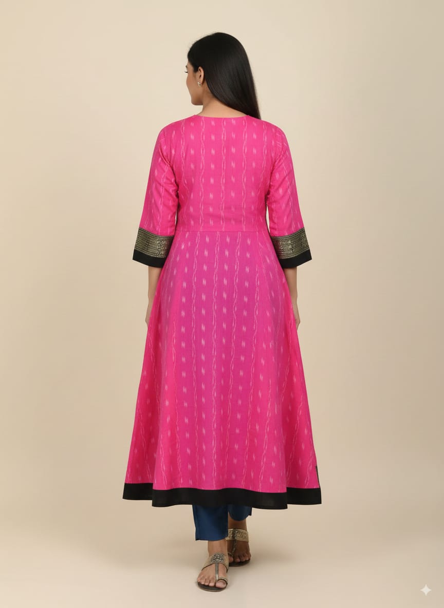 Pink Black Pasapali Designer  A-Line Anarkali