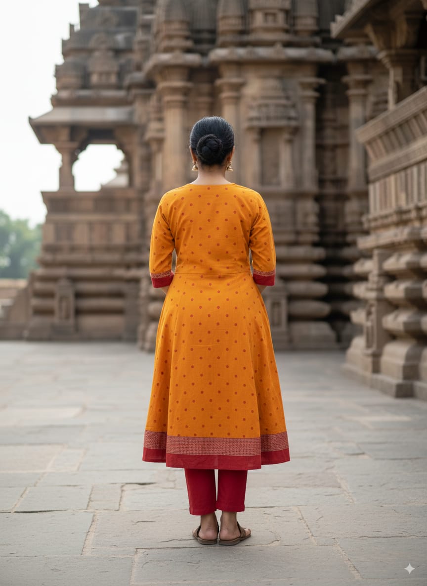 Yellow Maroon Pasapali Designer A-Line Anarkali
