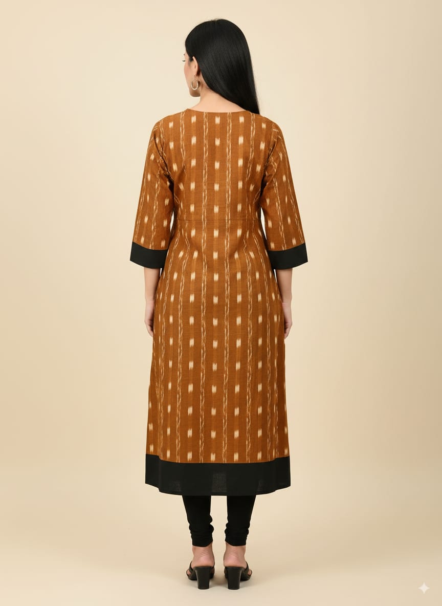 Mustard Yellow Black Mini Pasapali Designer A-Line Anarkali