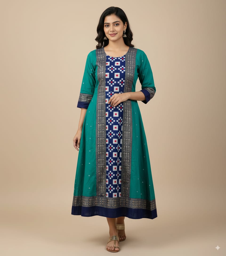 Sea Green Blue Pasapali Designer A-Line Anarkali