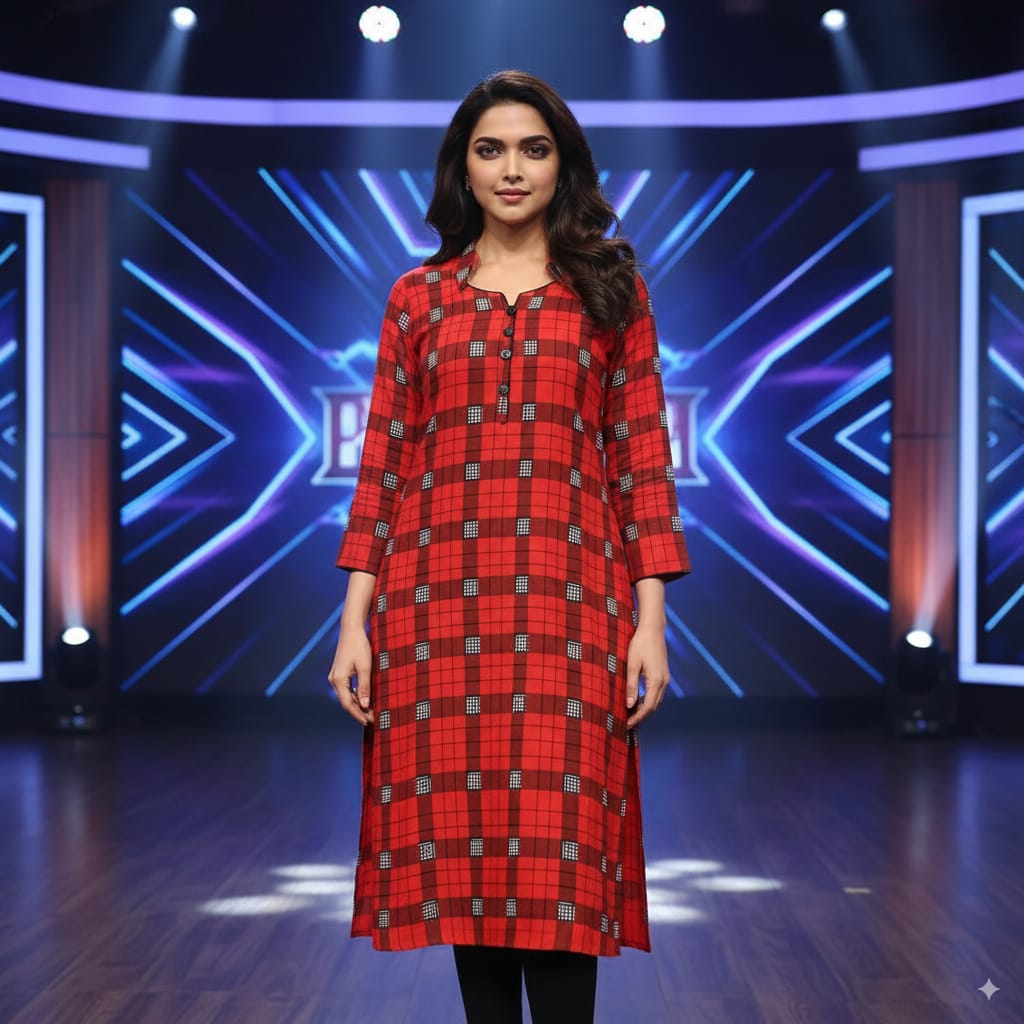 Rust Pasapali Designer A-Line Kurti