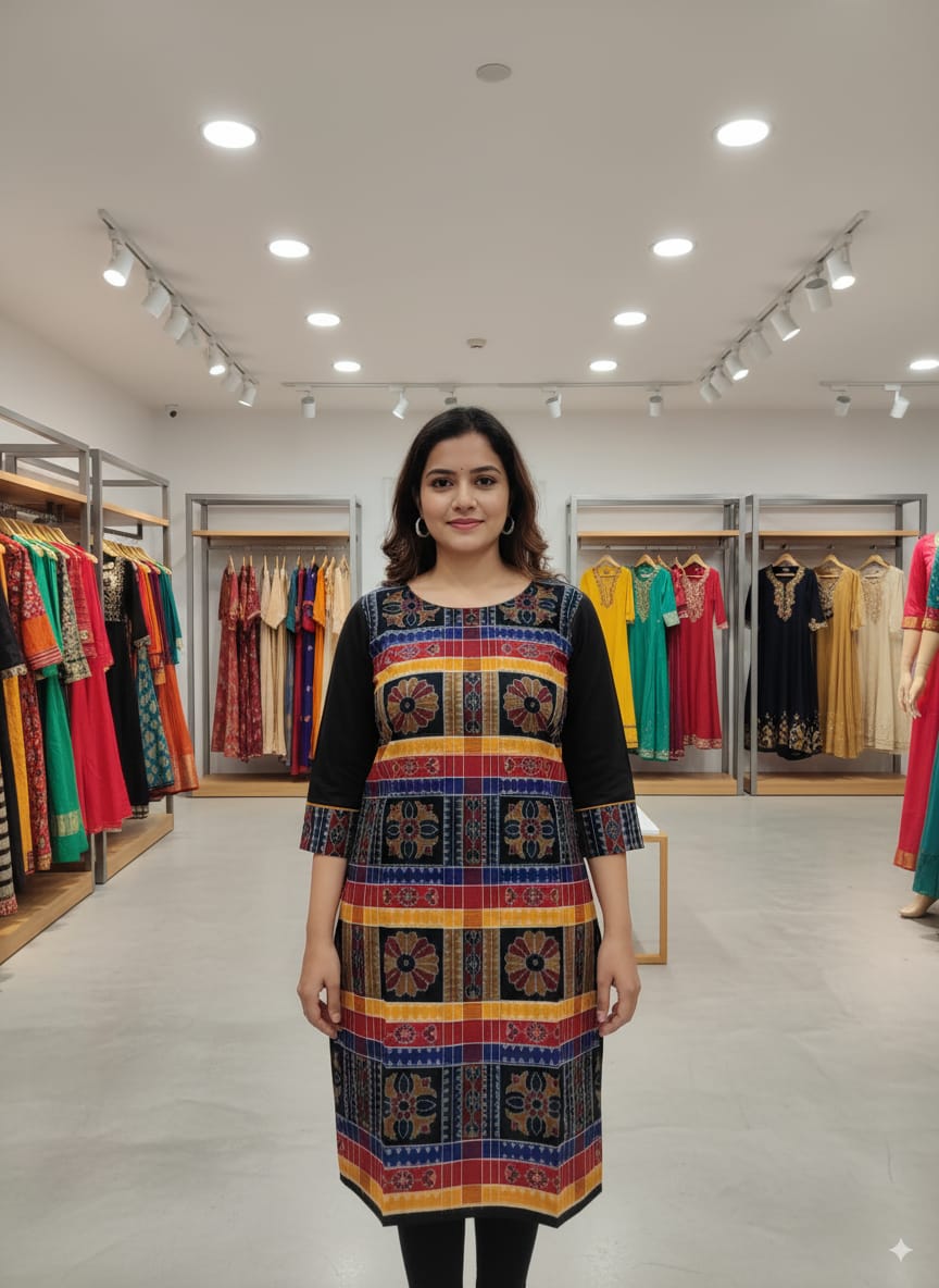 Multi Colour Utkal Laxmi Design Single Side Designer A-Line Kurti