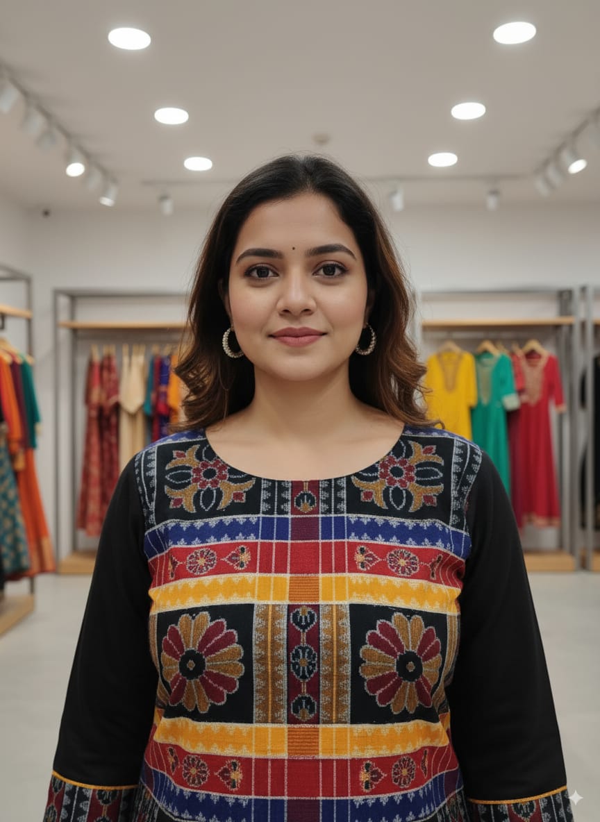 Multi Colour Utkal Laxmi Design Single Side Designer A-Line Kurti