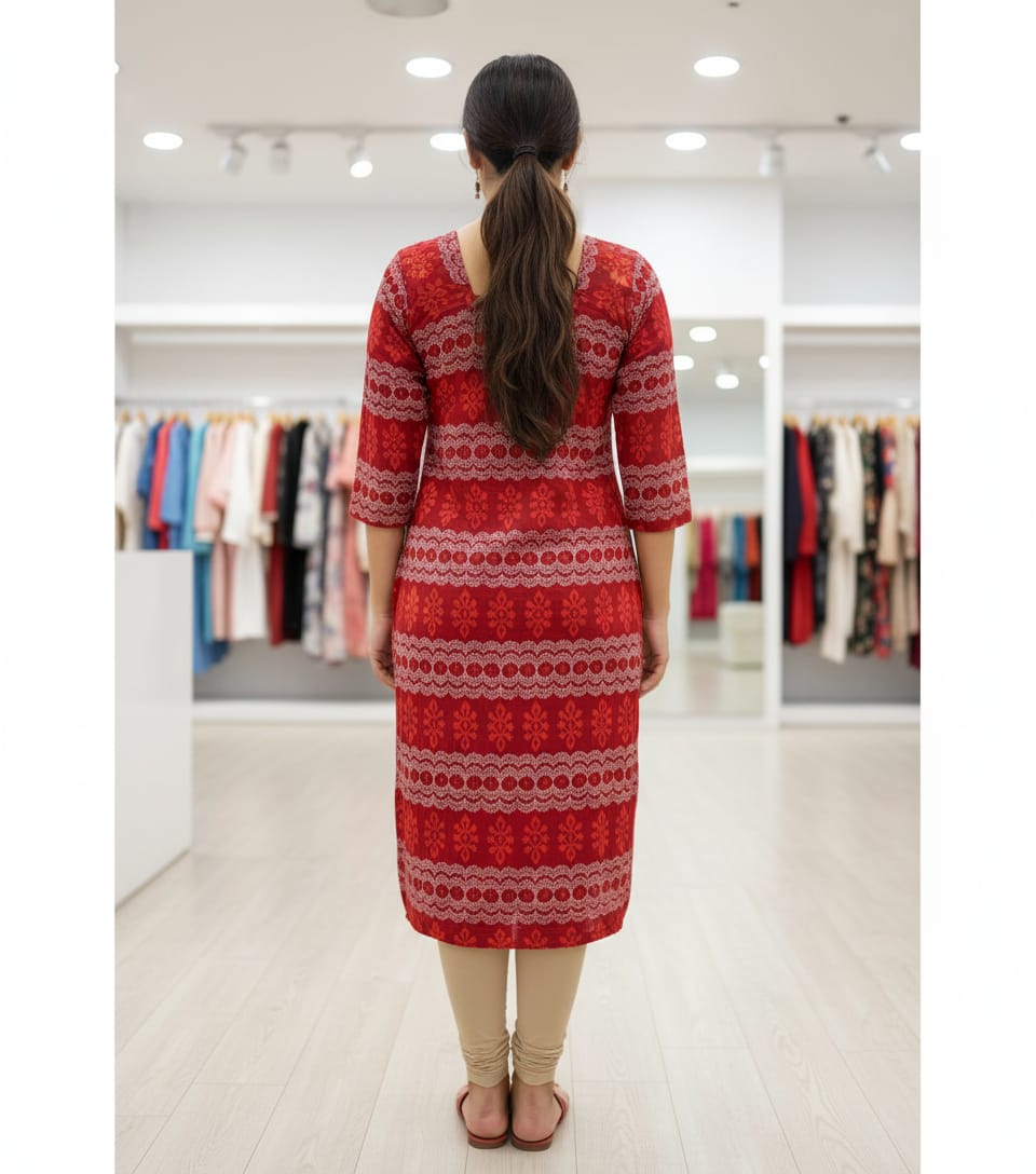 Maroon Flower Designer A-Line Kurti