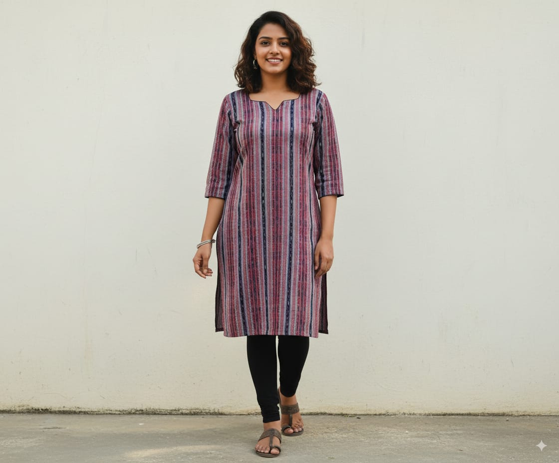 Blue Arrow Sambalpuri Designer A-Line Kurti