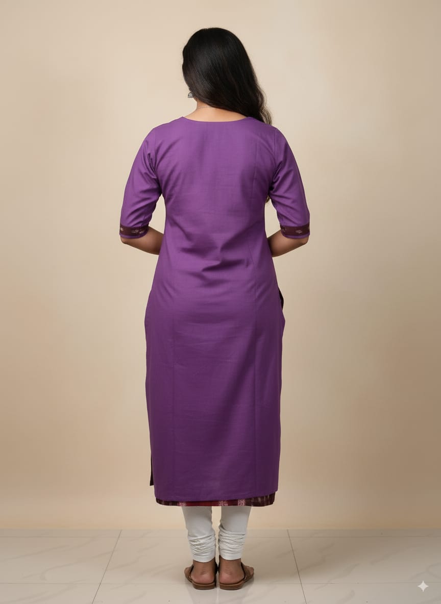 Maroon Purple Pasapali Designer Sambalpuri A-Line Kurti