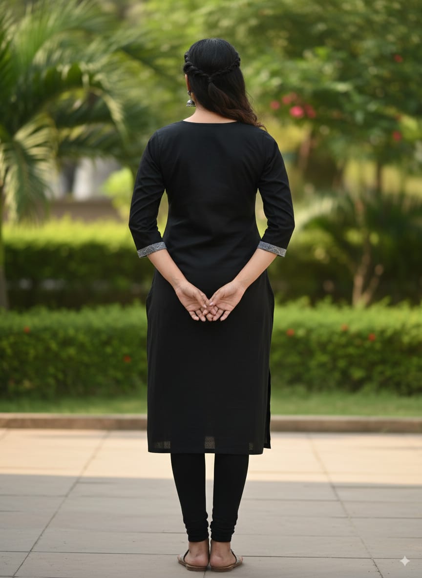 Grey Black Tribal Design Single Side Designer A-Line Kurti