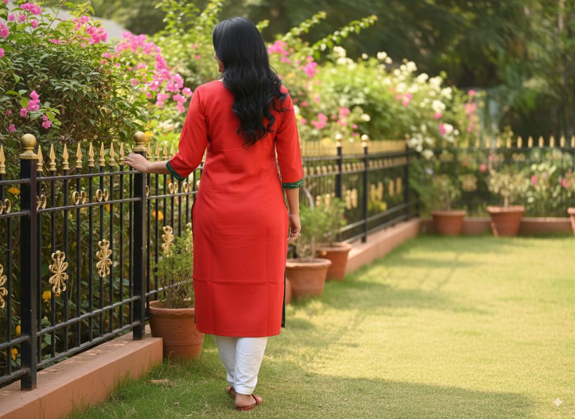 Green Red Pasapali Designer Sambalpuri A-Line Kurti