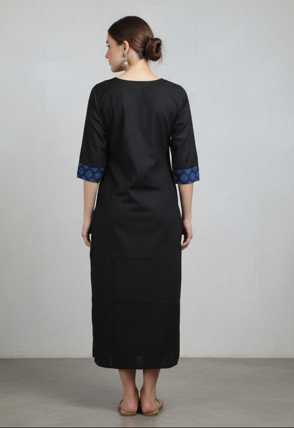 Blue White Pasapali Design Single Side Designer A-Line Kurti