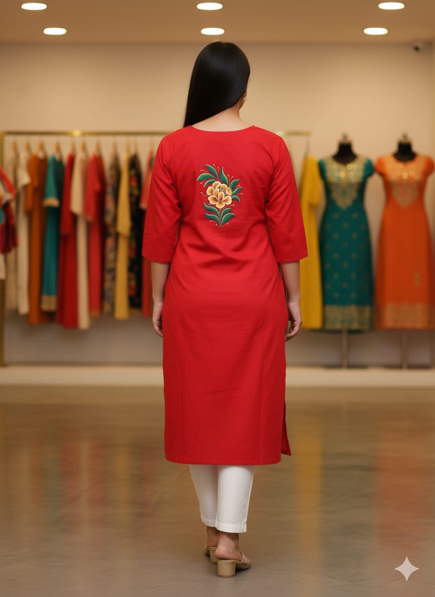 Red Pichwai Theme Hand Painted Pattachitra Kurti